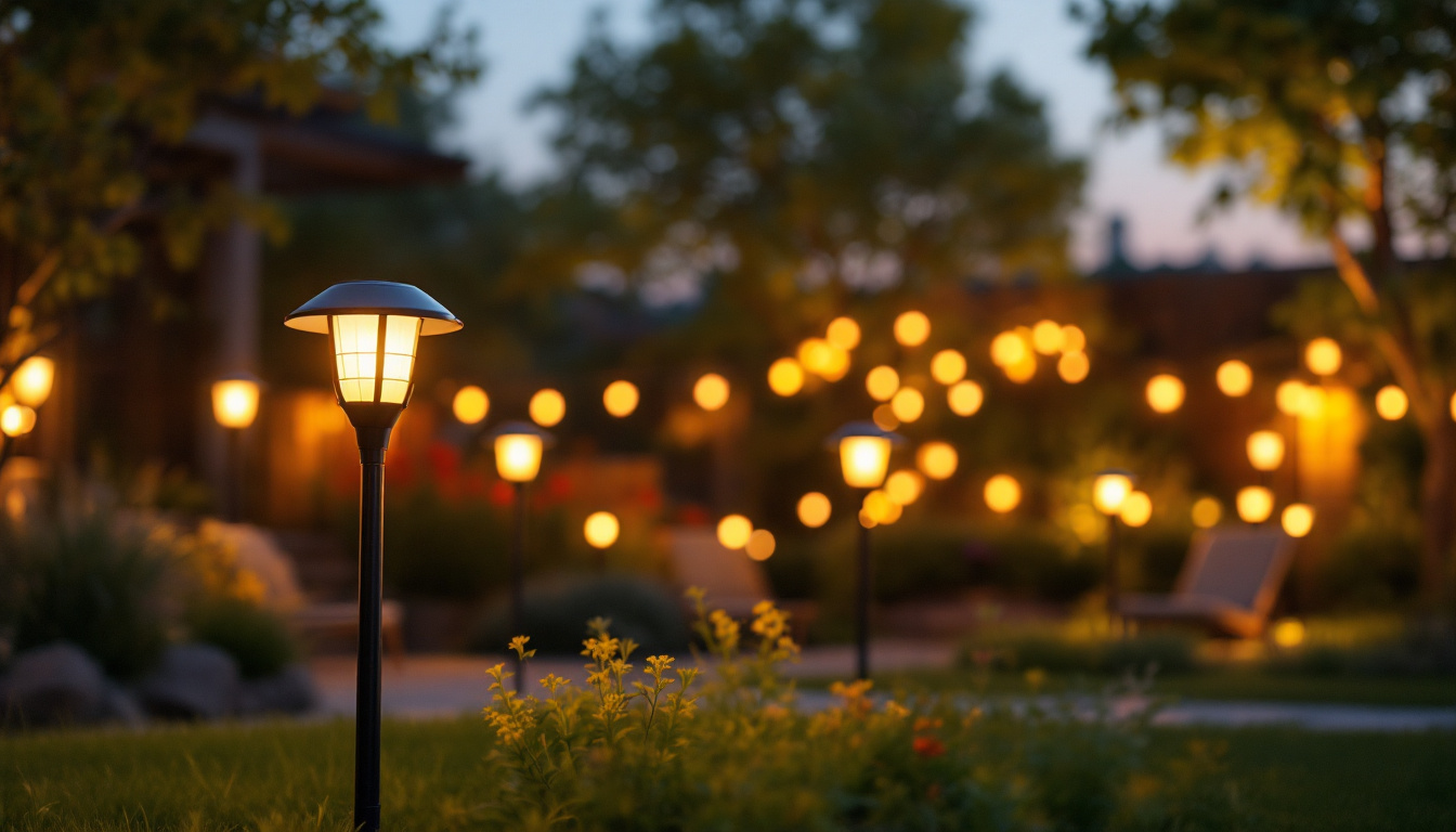 A photograph of a beautifully illuminated outdoor space at dusk