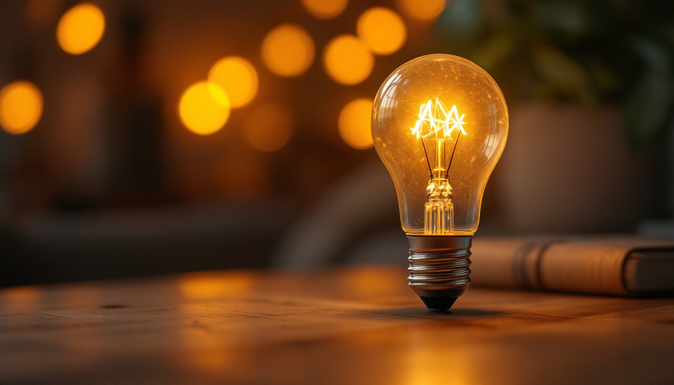 A photograph of a br40 bulb illuminated in a cozy setting