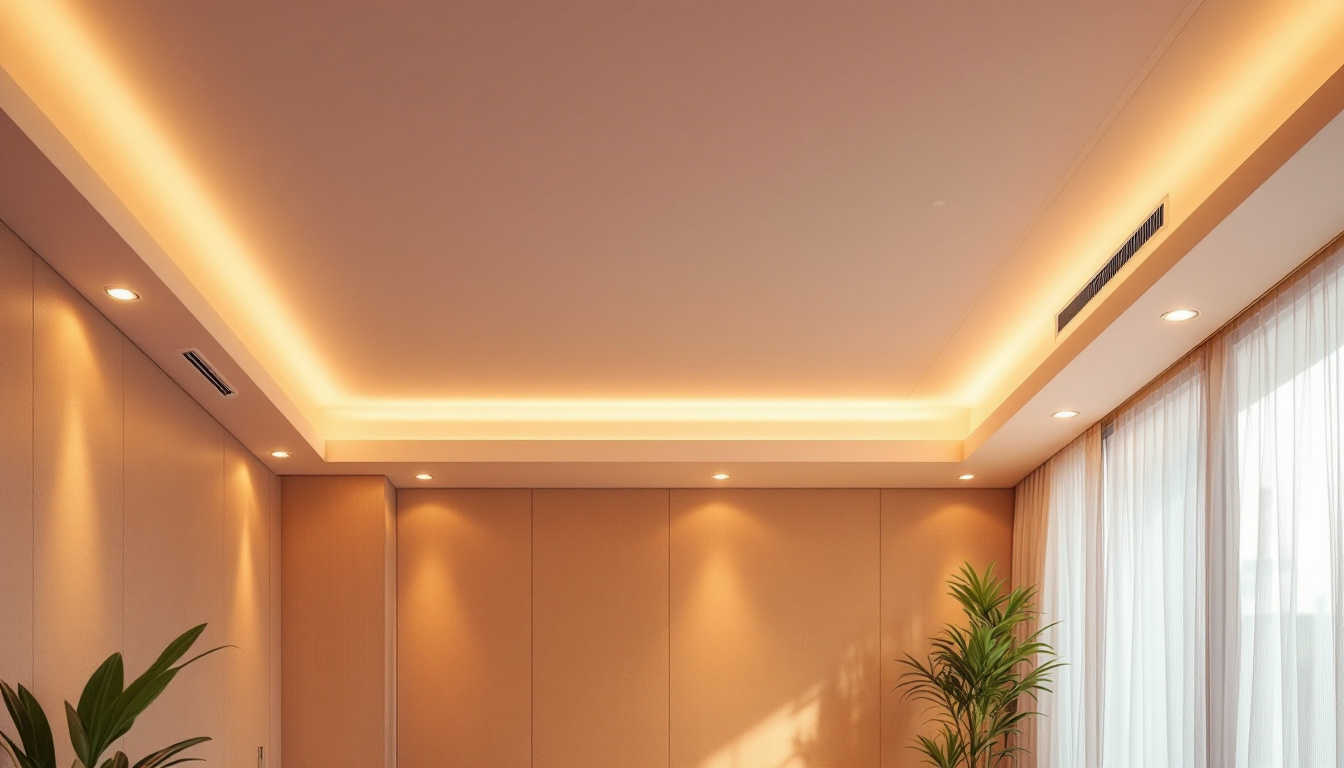A photograph of a beautifully designed room featuring recessed led lighting