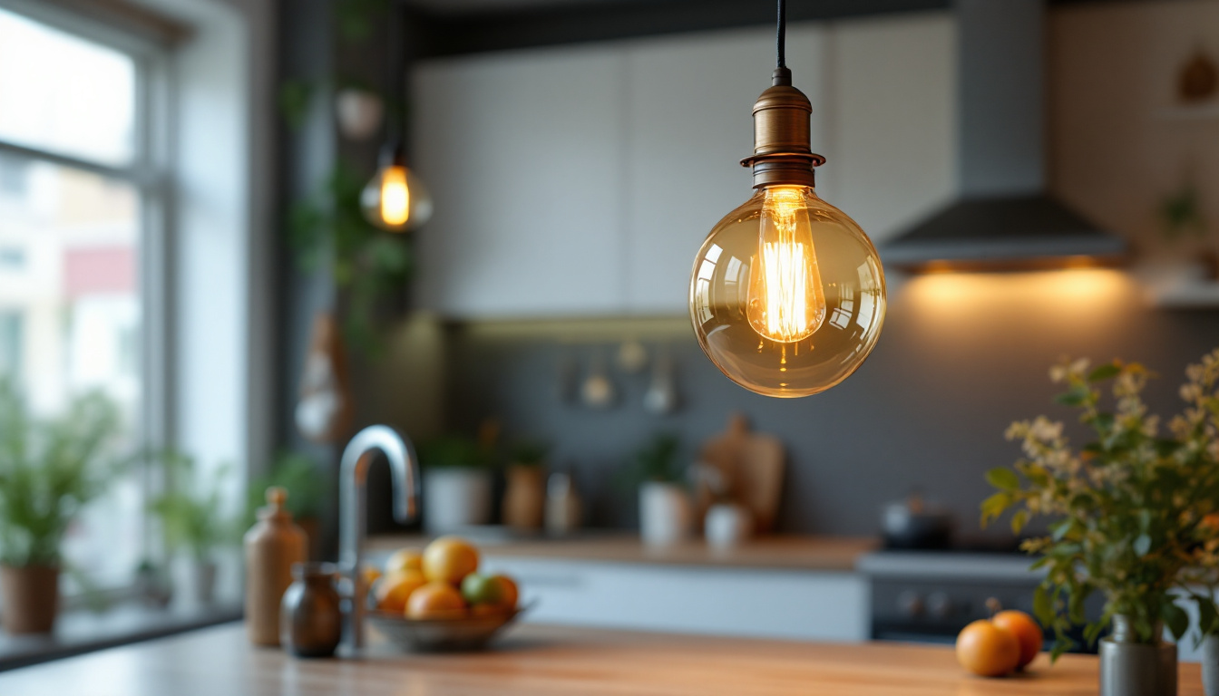 A photograph of a beautifully designed hanging kitchen light fixture