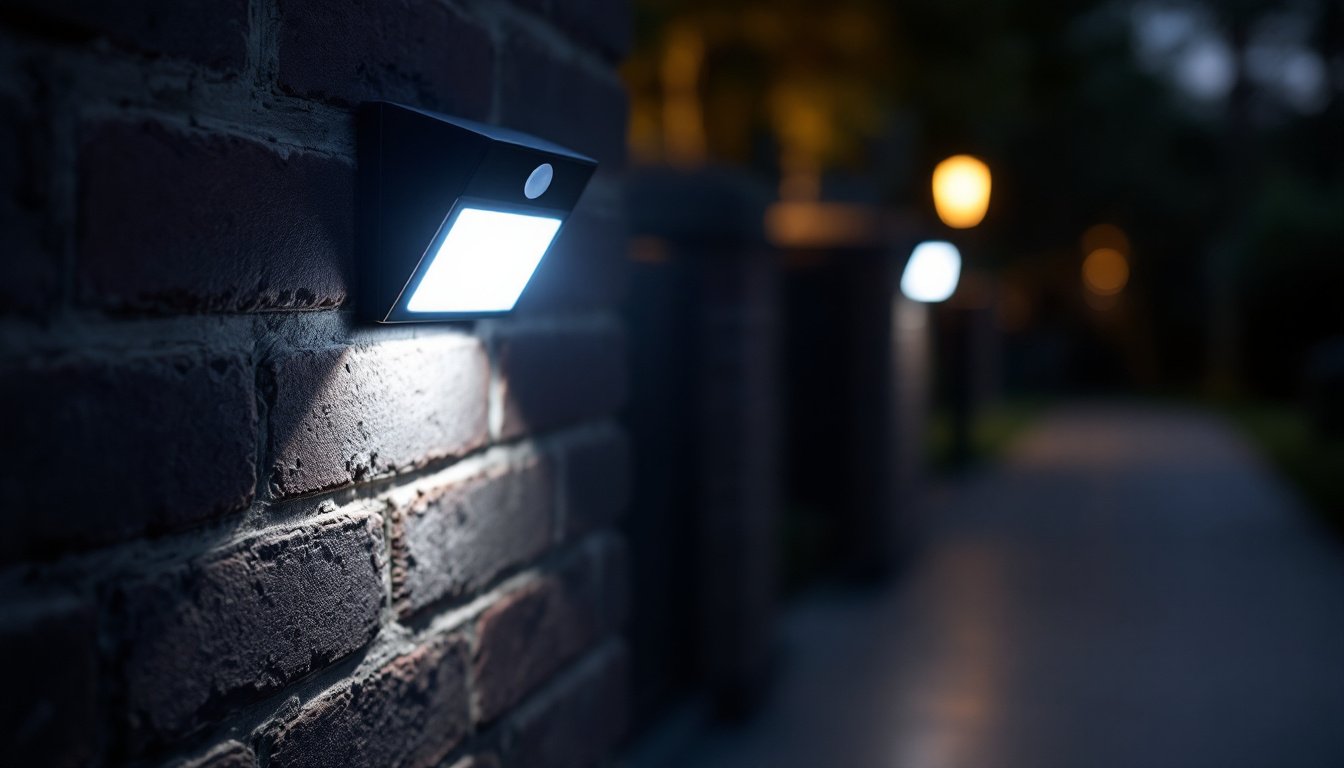 A photograph of a motion-sensored light in action