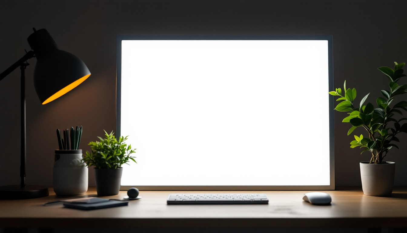 A photograph of a modern led panel light in action