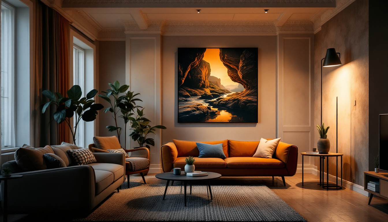 A photograph of a stylish interior space showcasing the led bi-pen wall wash up light in action