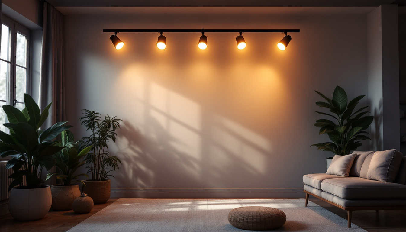 A photograph of a beautifully designed track lighting setup in a modern interior space