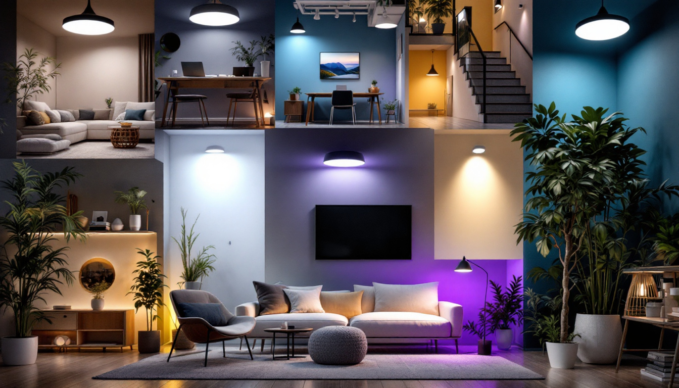 A photograph of a diverse array of led fixtures in various settings