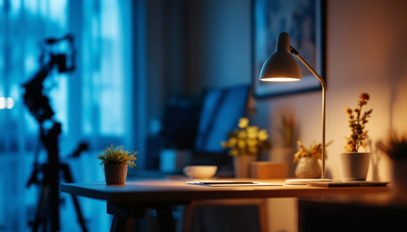 A photograph of a t8 lamp illuminating a workspace