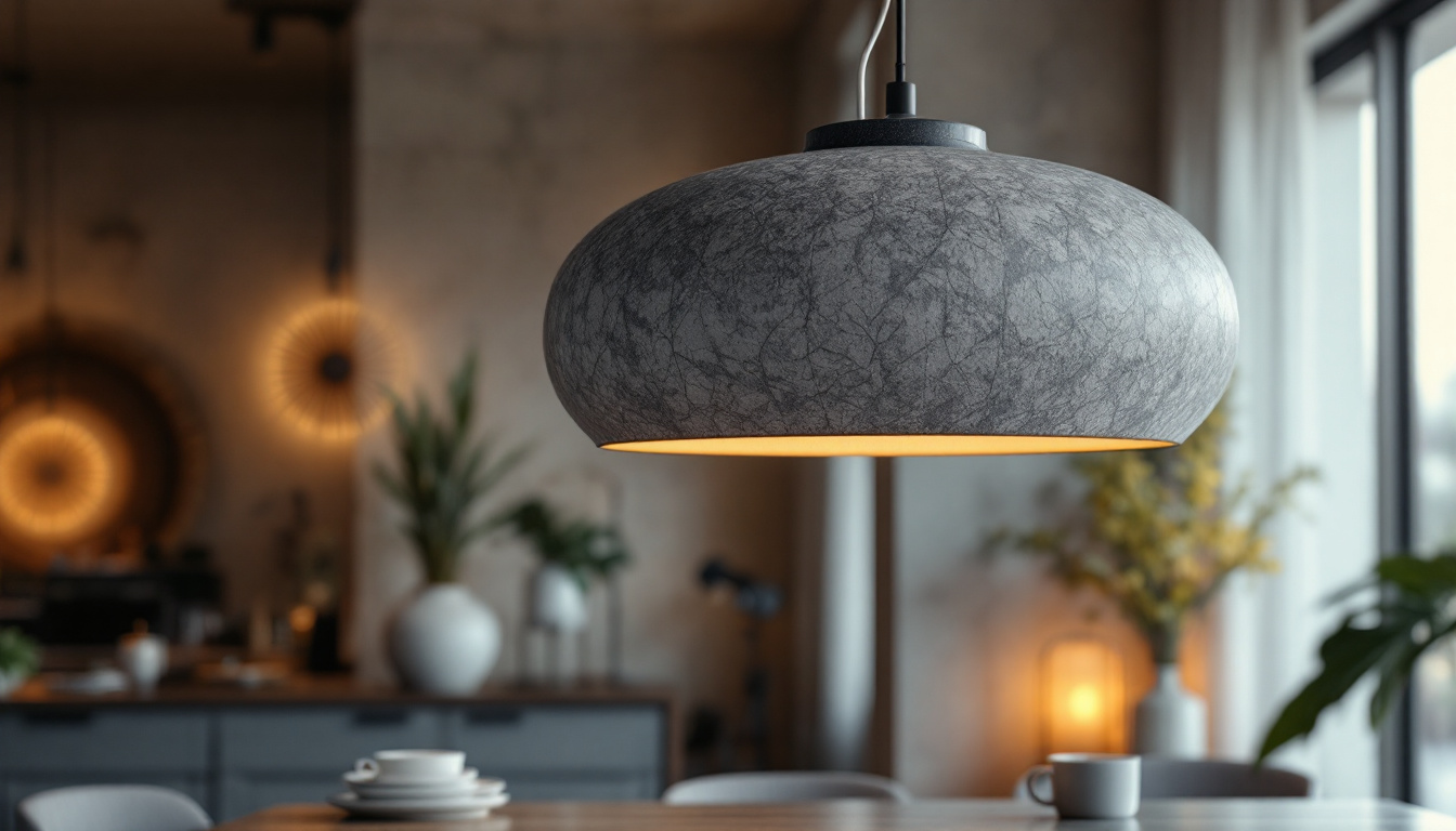A photograph of a beautifully designed contemporary light pendant hanging in a stylish interior setting