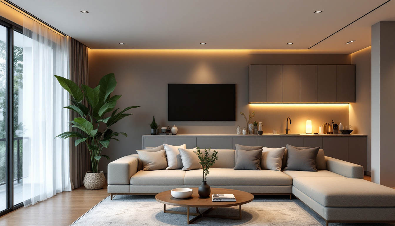 A photograph of a beautifully designed room featuring 4-inch led recessed lighting