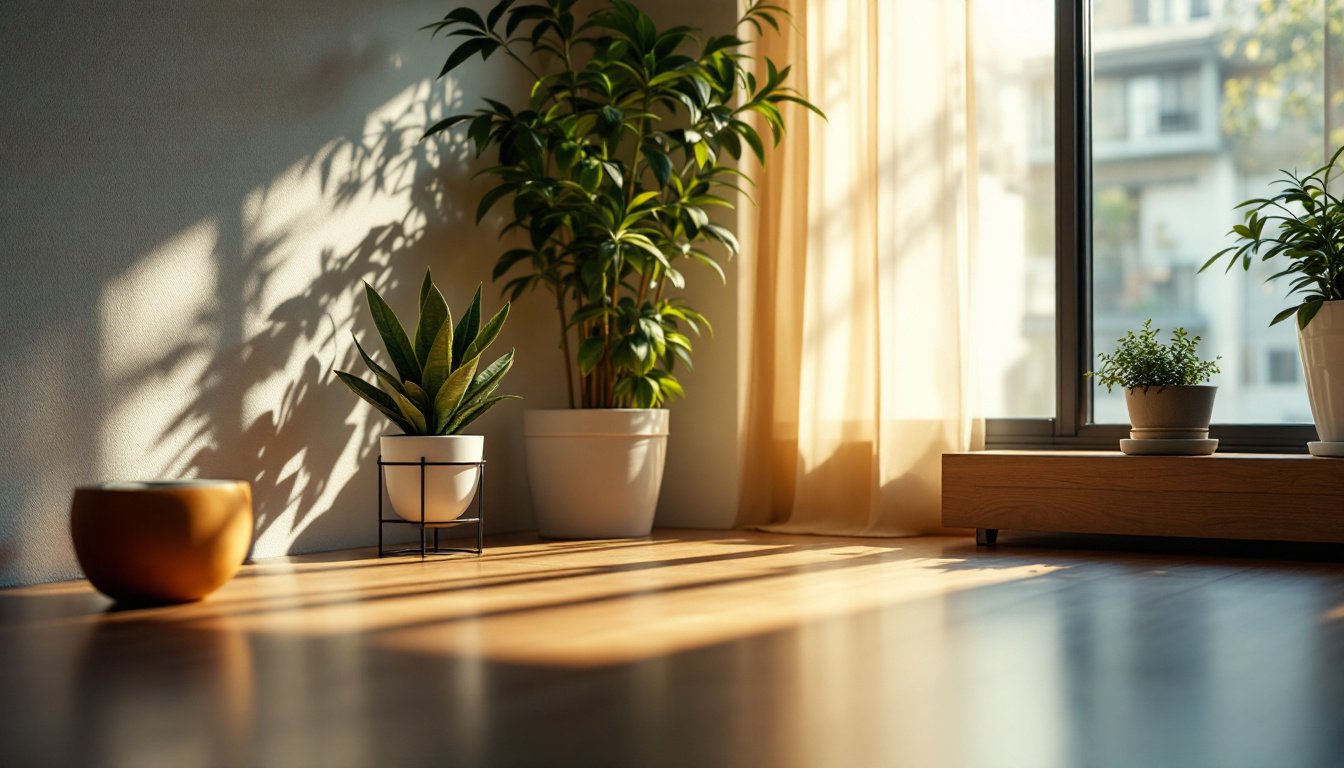 A photograph of a beautifully lit scene that showcases the interplay of natural and artificial light