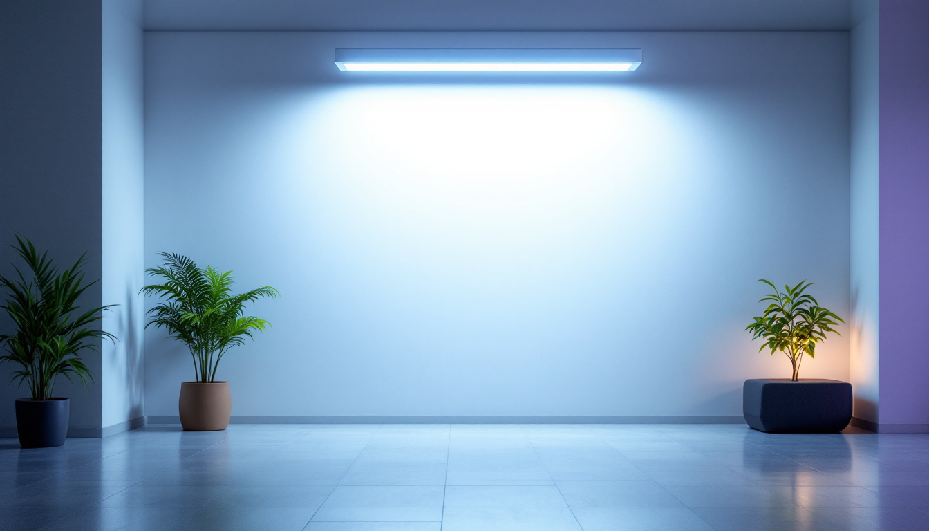 A photograph of a well-lit indoor space showcasing an 8ft led light fixture illuminating the area