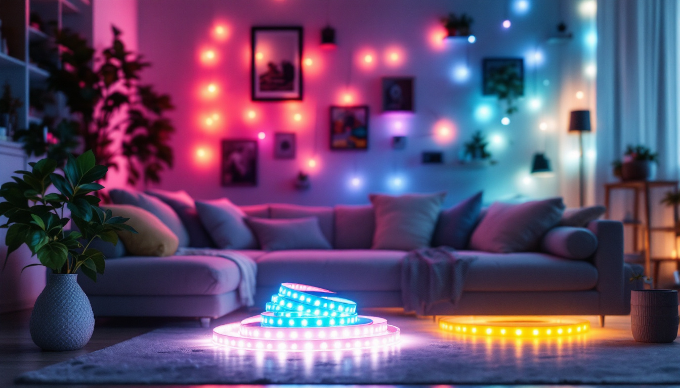 A photograph of a beautifully arranged led strip light kit in a cozy