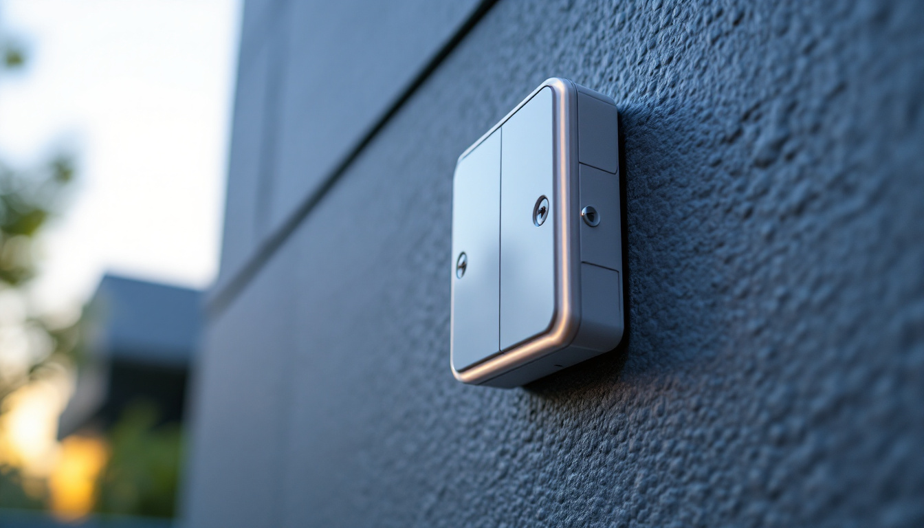 A photograph of a close-up shot of an exterior 2 gang extender installed on a residential or commercial building