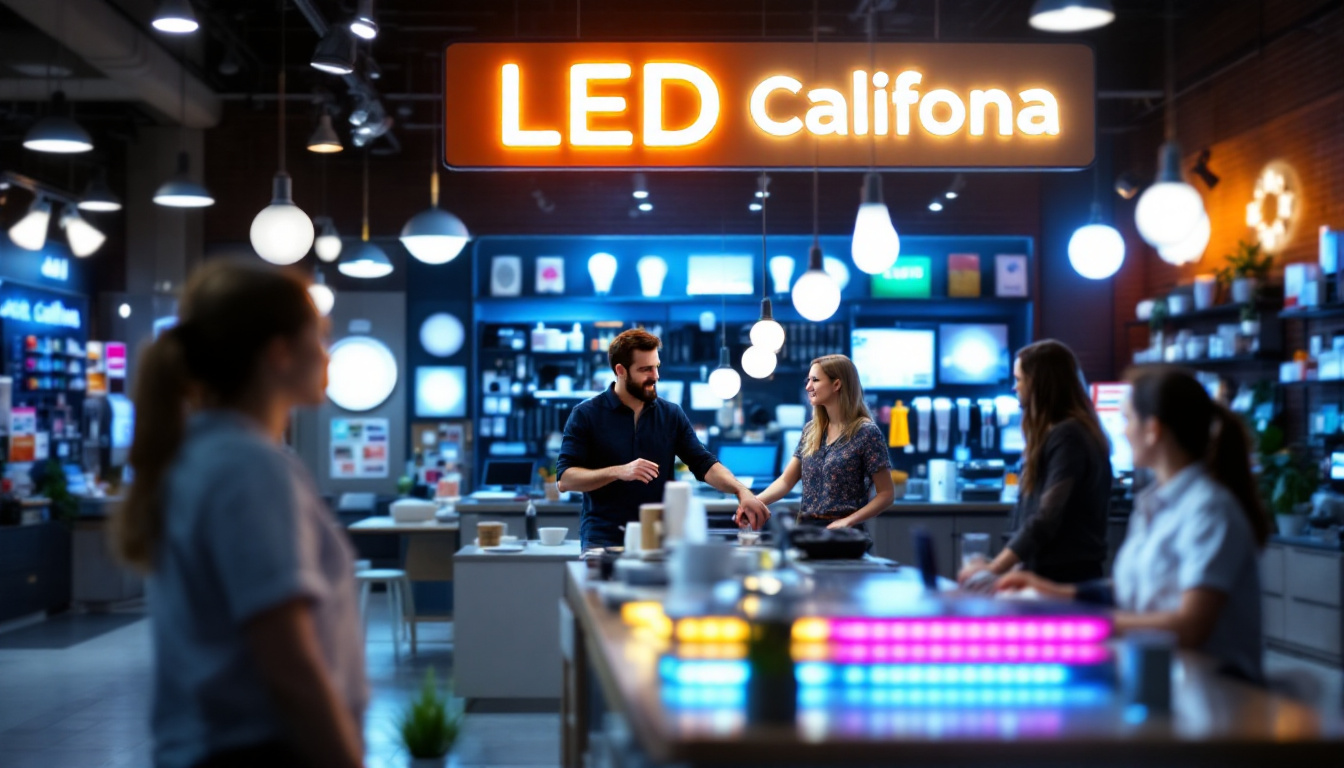 A photograph of a vibrant and well-lit led display at the califona led store