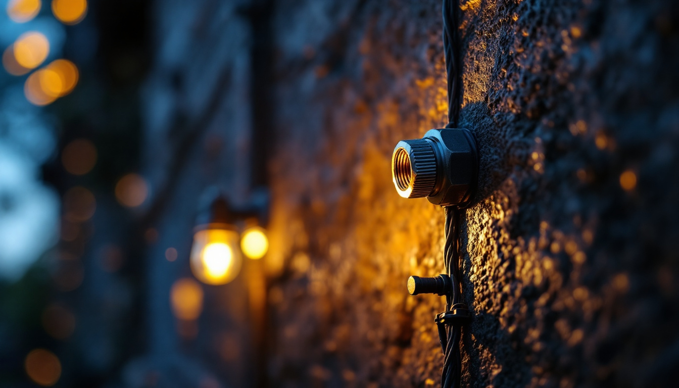A photograph of a close-up shot of weatherproof wire nuts being used in an advanced lighting system installation