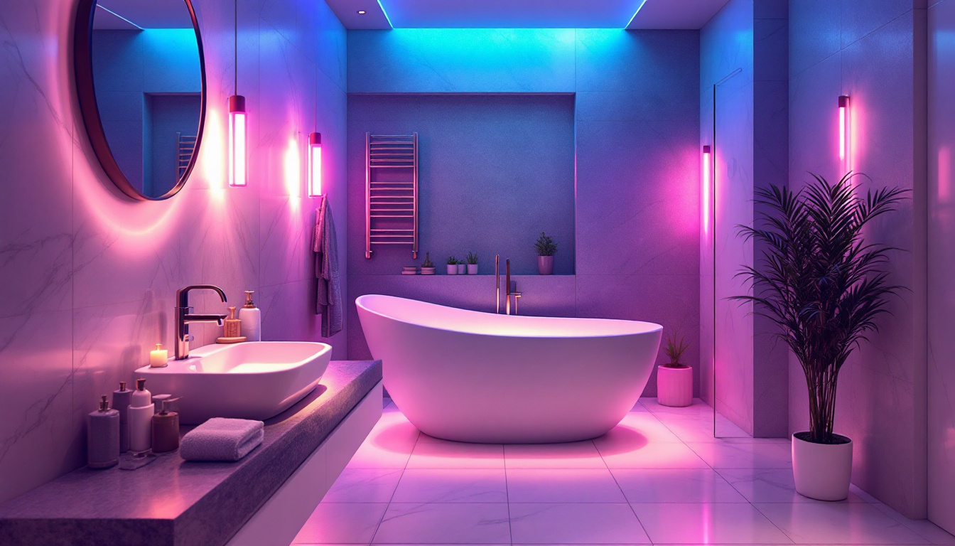 A photograph of a beautifully designed bathroom featuring stylish led lighting