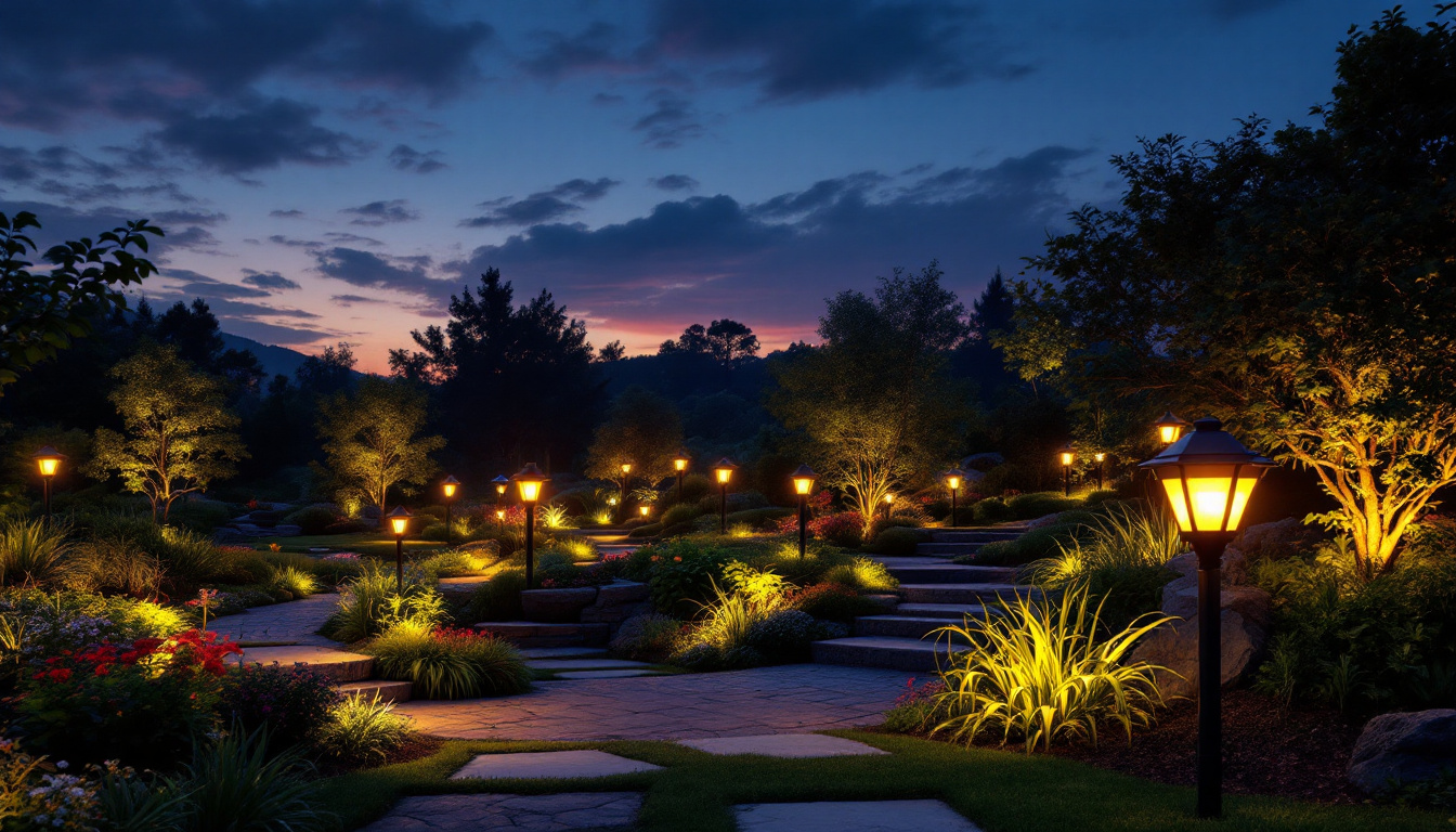 A photograph of a beautifully illuminated landscape at dusk