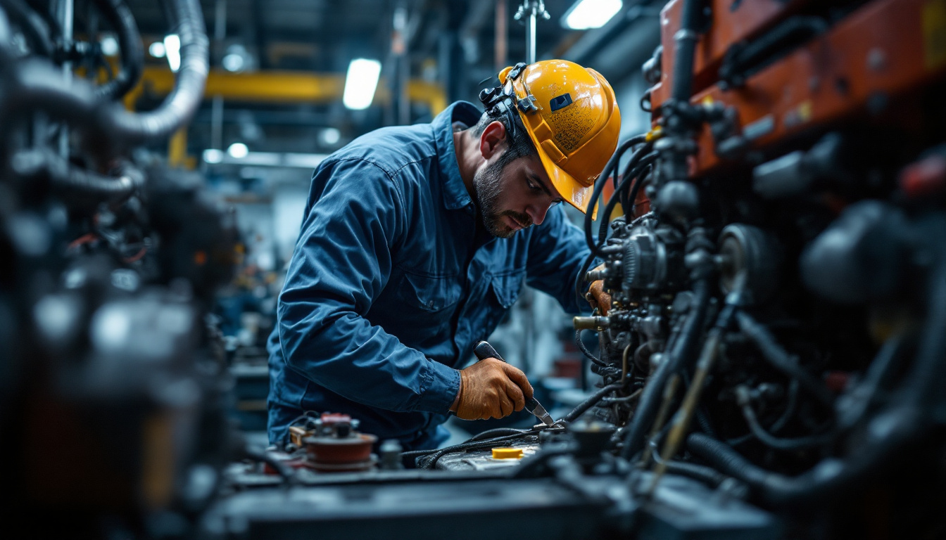 A photograph of a skilled technician performing maintenance on a piece of machinery