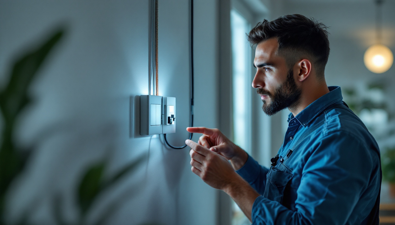 A photograph of a smart switch installation in a modern home setting