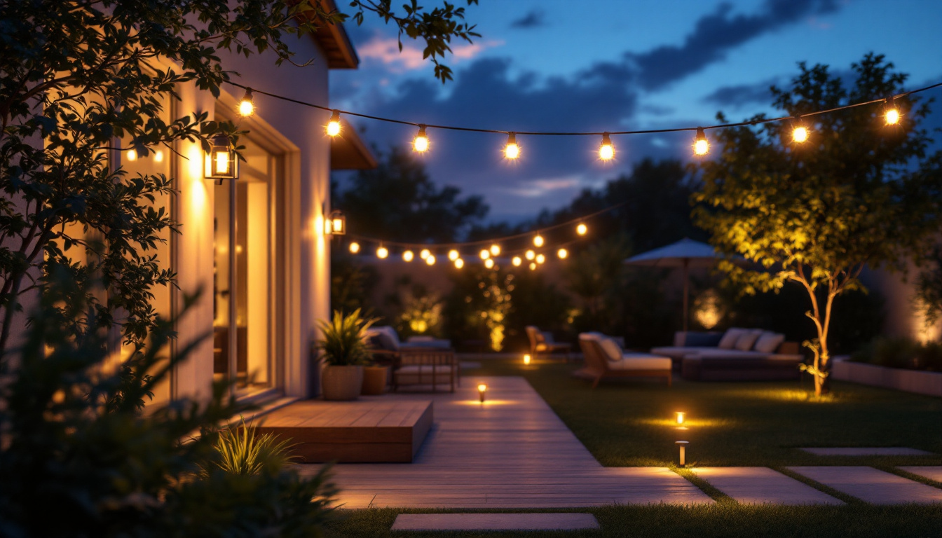 A photograph of a beautifully illuminated outdoor space at dusk