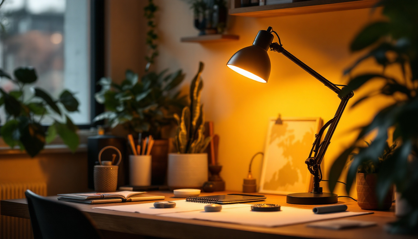 A photograph of a well-designed shop lamp in a cozy