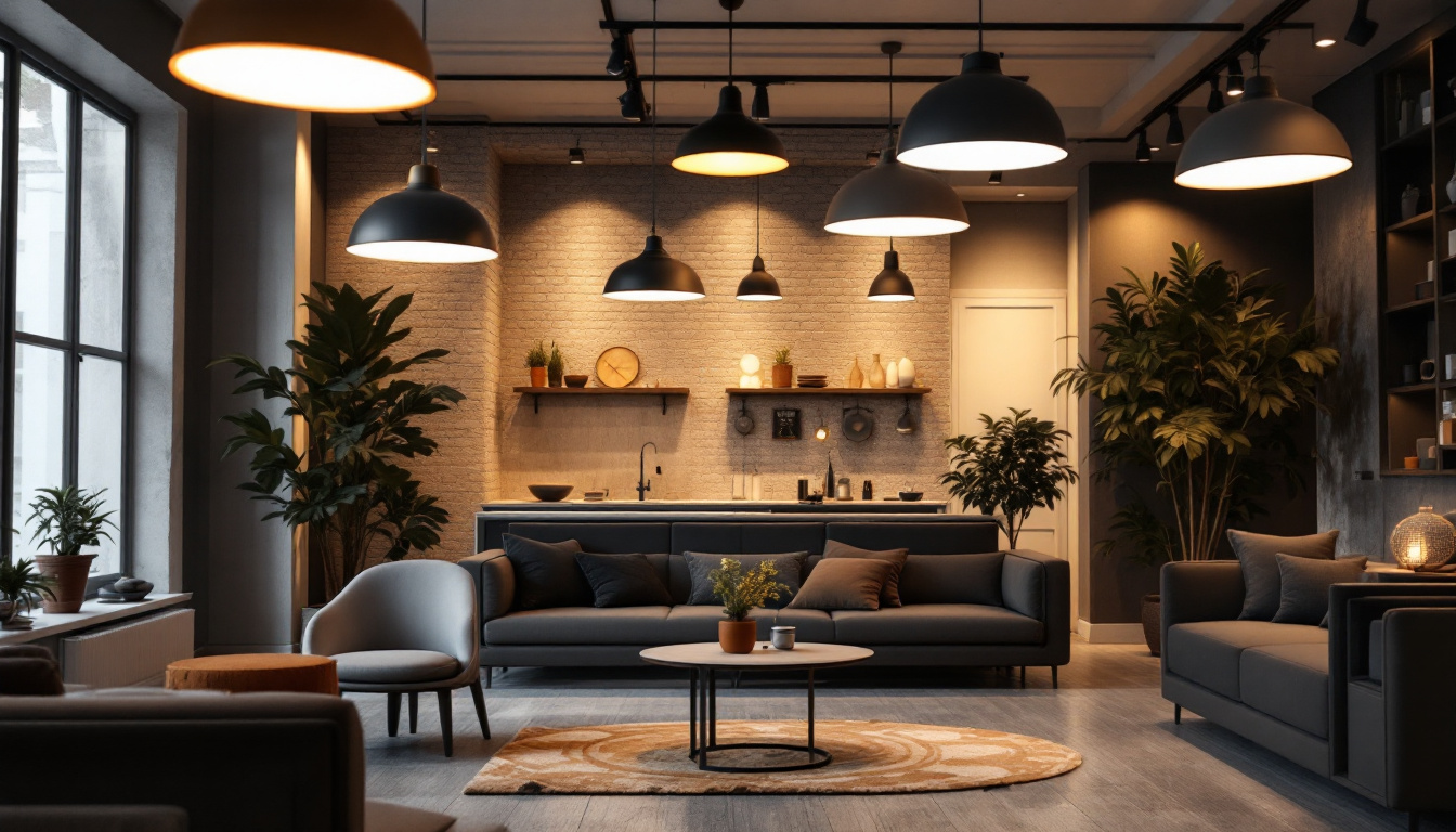 A photograph of a well-lit space showcasing a variety of led fixtures at different brightness levels