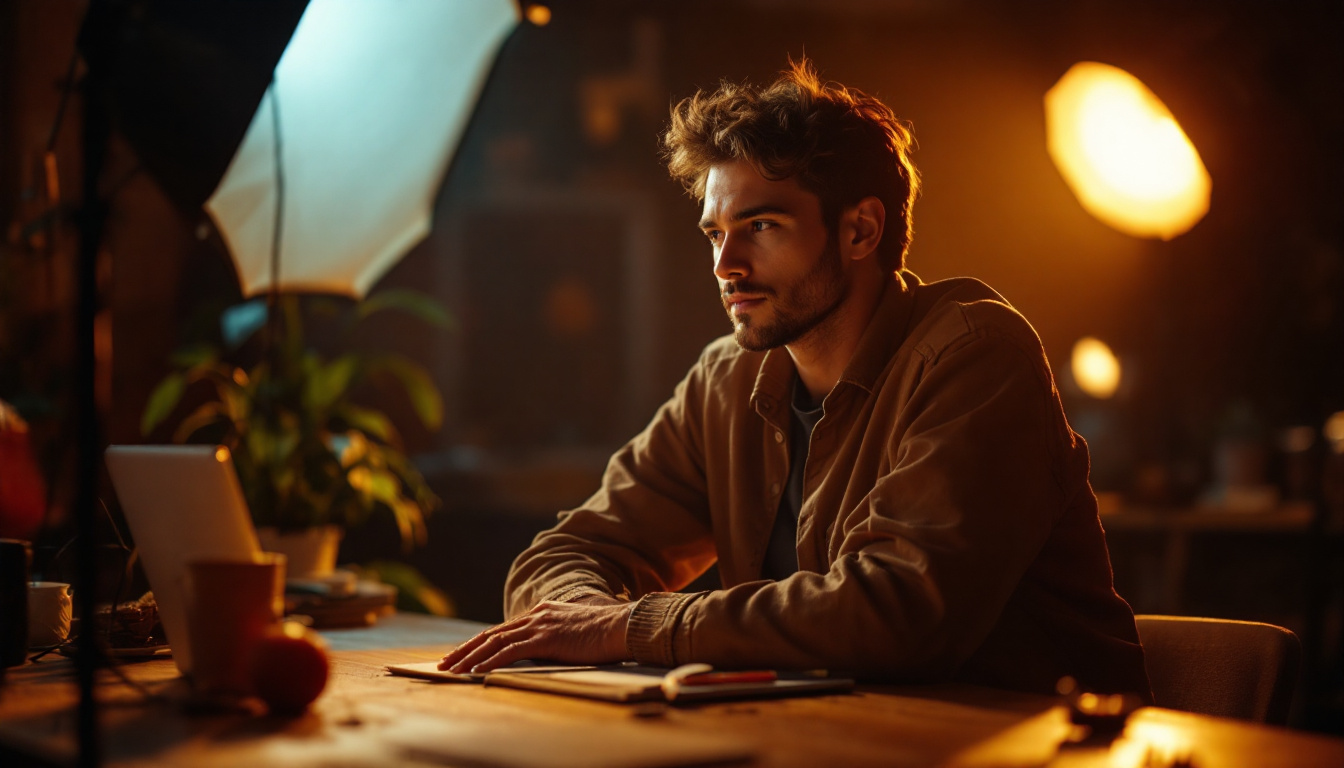 A photograph of a well-lit scene showcasing the dramatic effects of different lighting techniques on a subject
