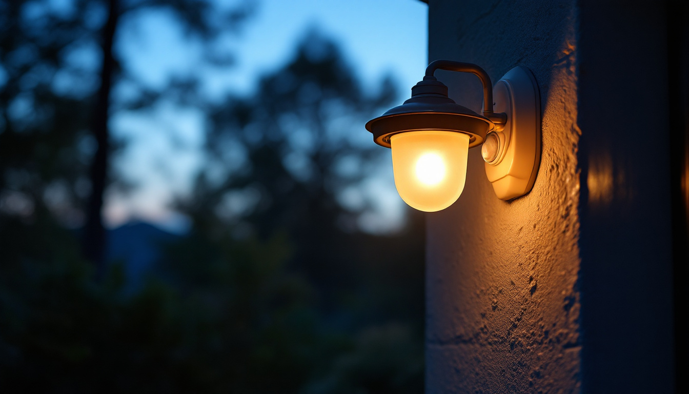 A photograph of a porch light equipped with a sensor