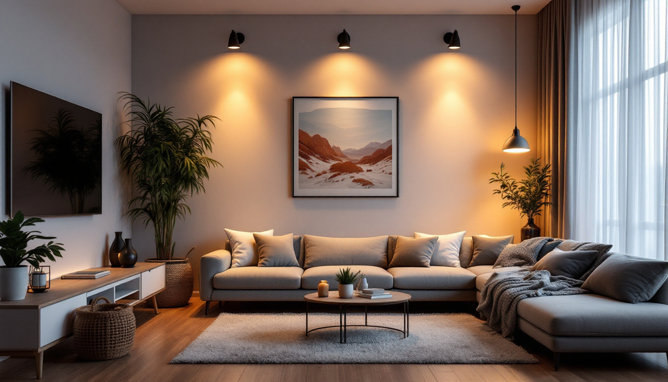 A photograph of a modern living space featuring led retrofit can lights