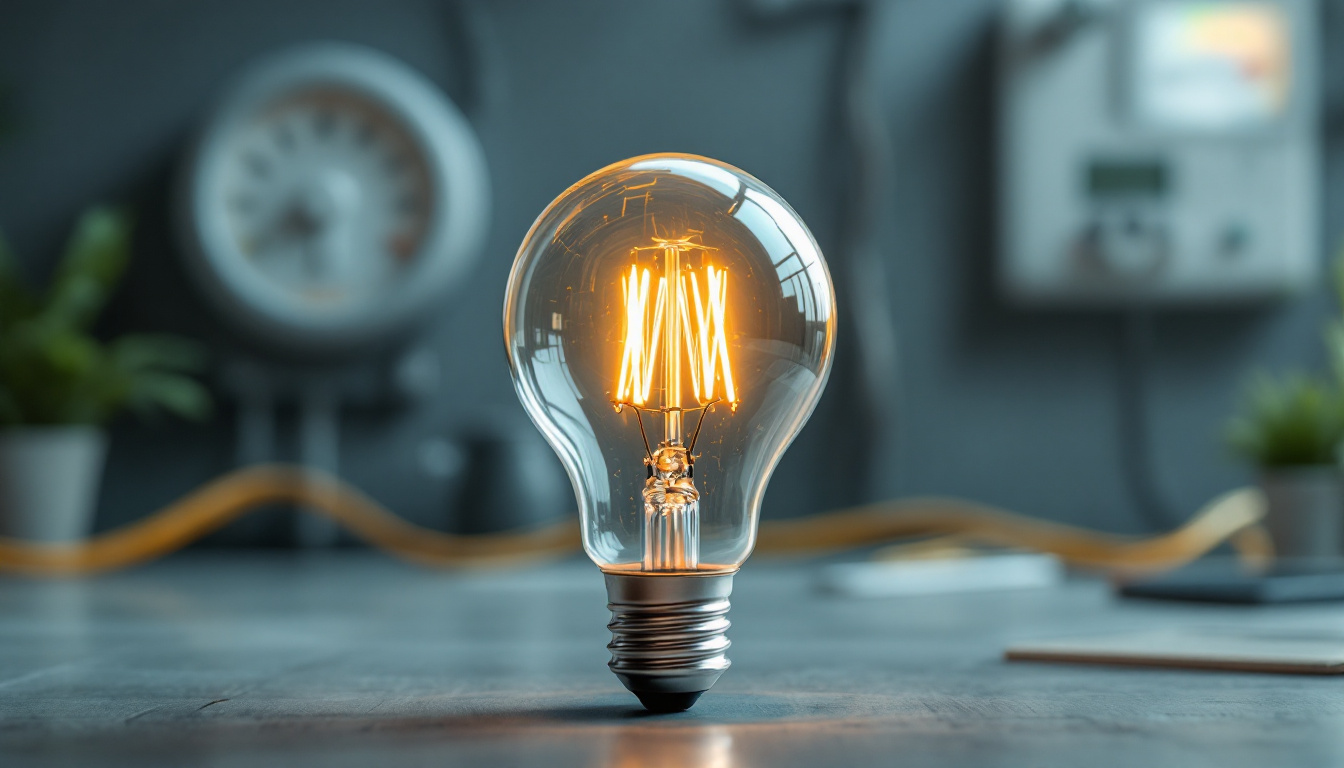 A photograph of a standard light bulb with a clear view of its base