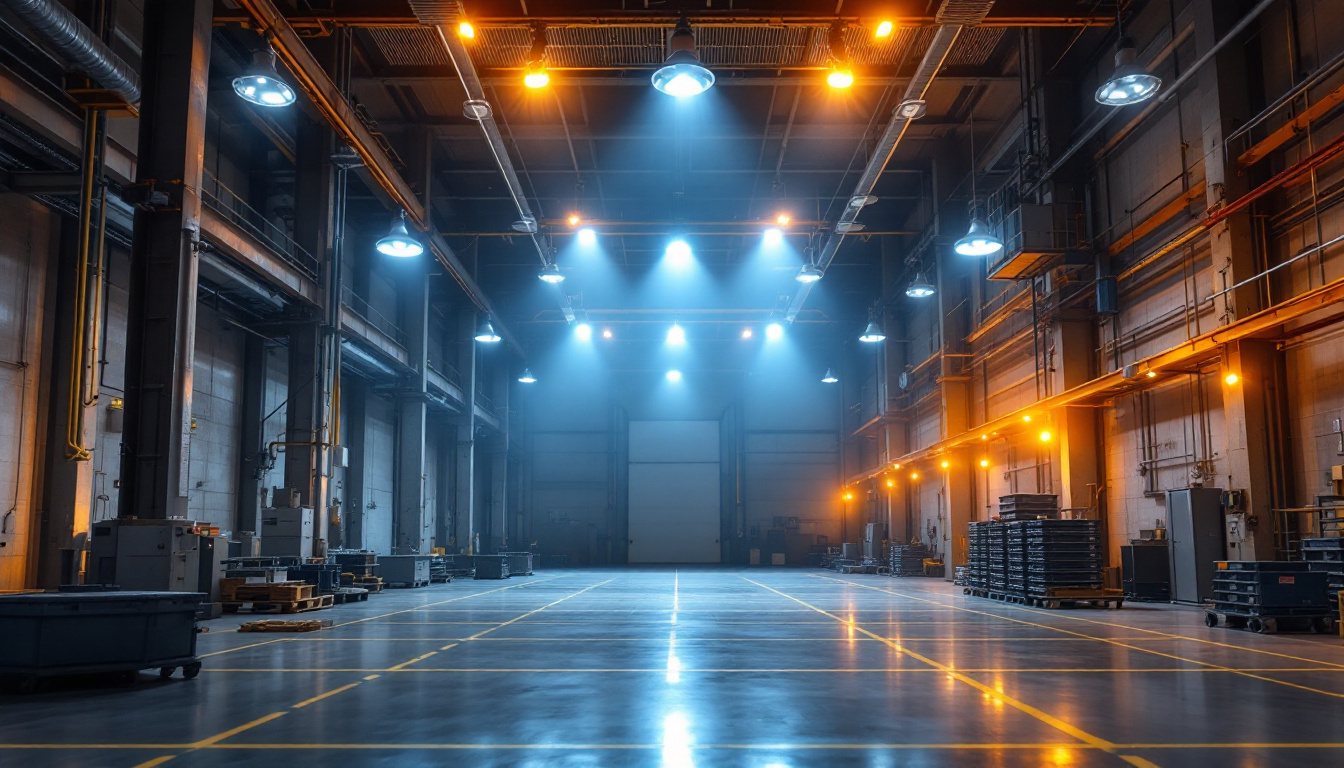 A photograph of a well-lit highbay industrial space that showcases the lighting fixtures in action