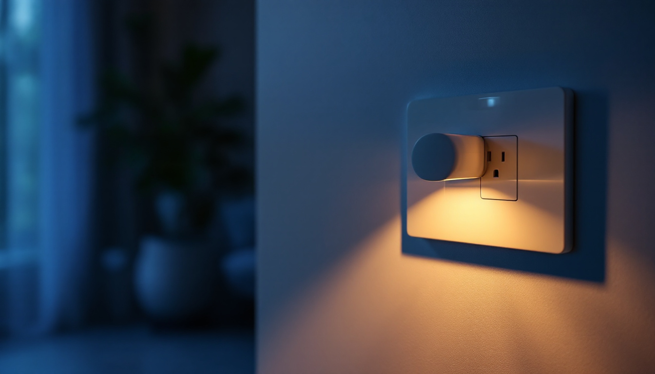 A photograph of a modern receptacle switch in a stylishly designed room