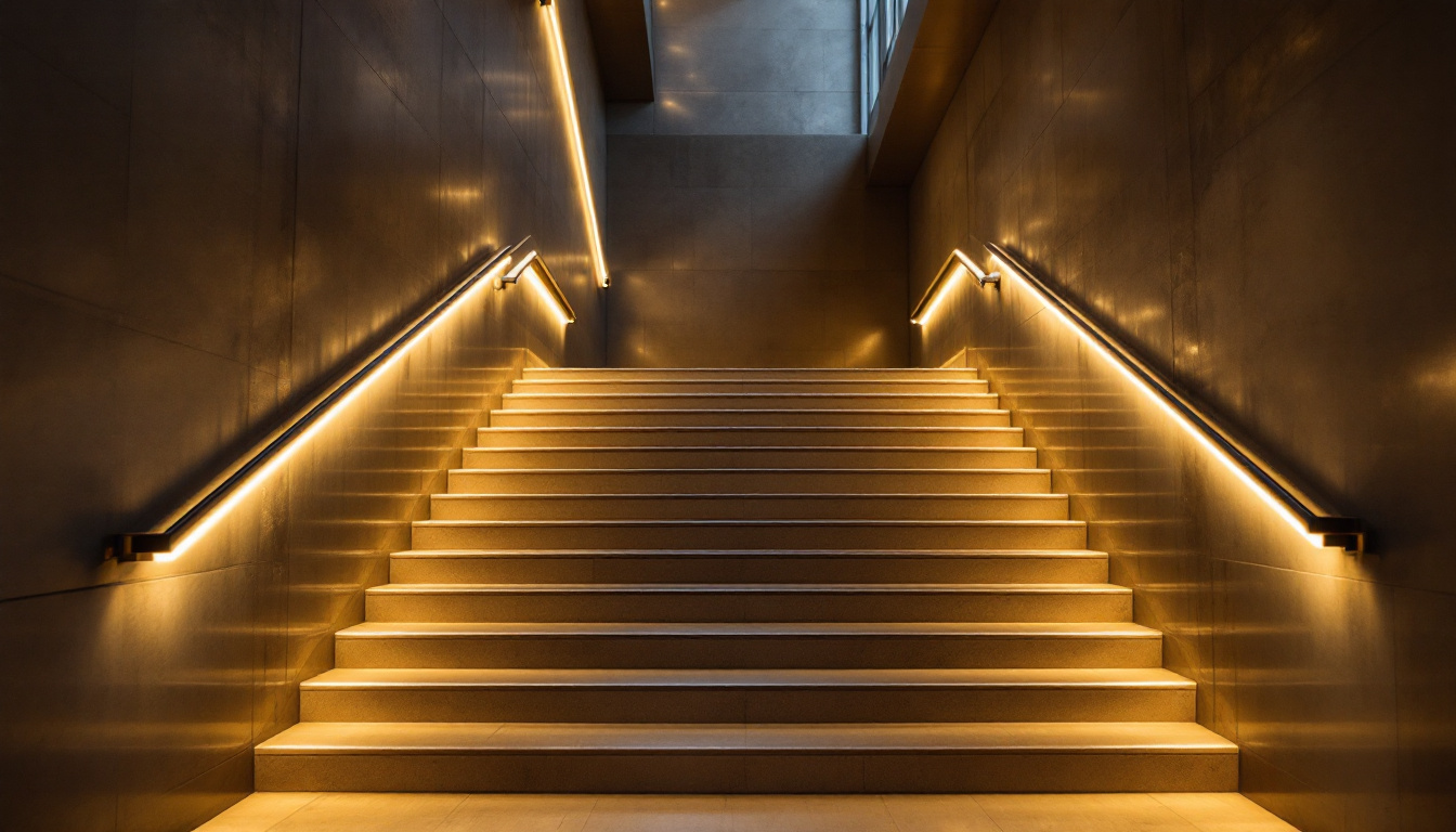 A photograph of a well-designed stairwell illuminated by stylish led lighting