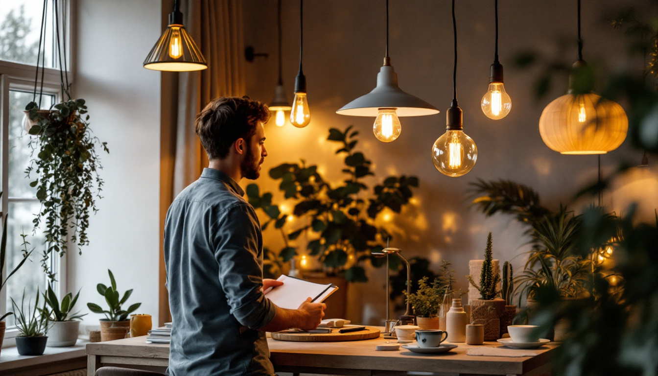 A photograph of a beautifully arranged scene featuring various low-priced hanging lights in a cozy indoor setting
