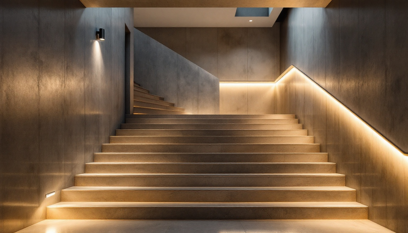 A photograph of a well-lit stairwell that showcases an innovative lighting design