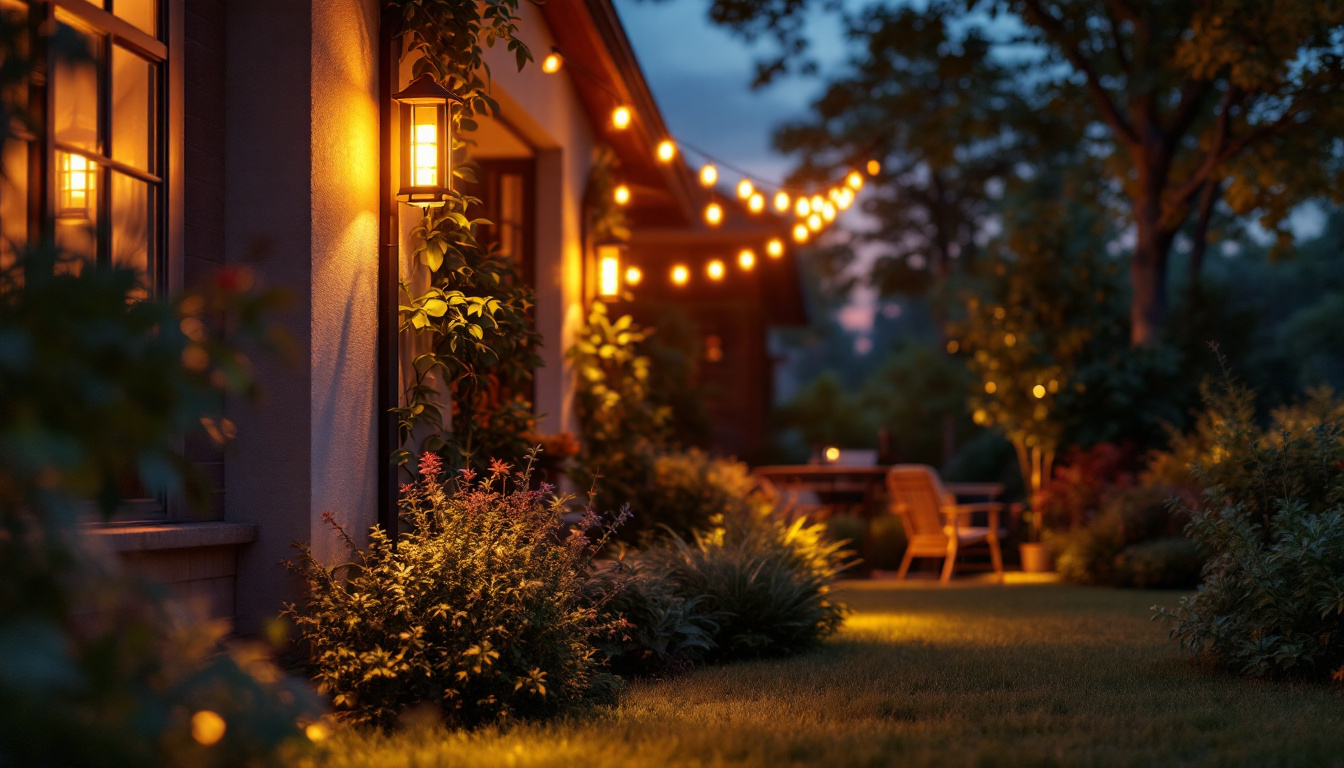 A photograph of a beautifully illuminated outdoor space showcasing led dusk-to-dawn lights in action