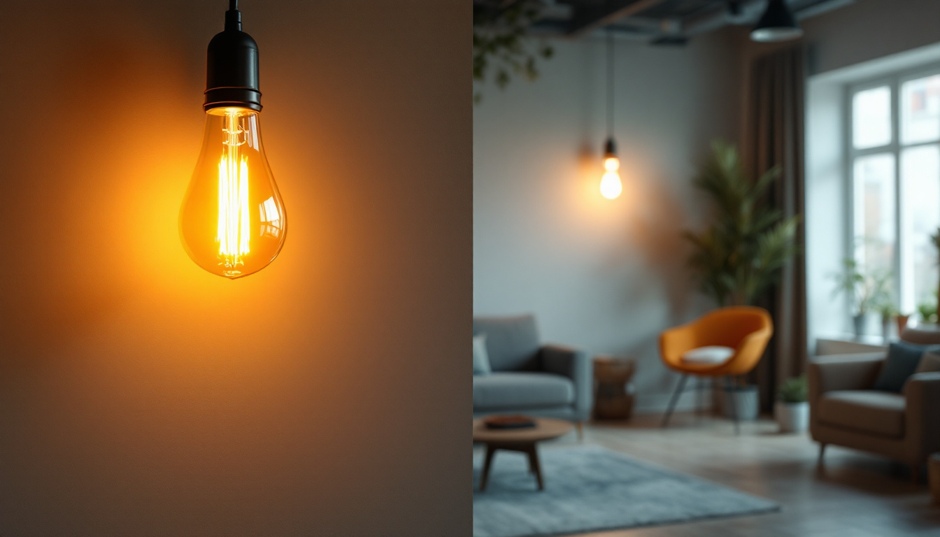 A photograph of a well-lit interior space featuring a type s bulb