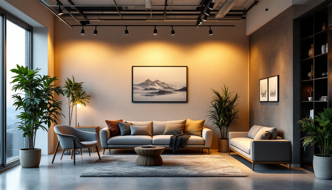 A photograph of a modern interior space featuring sleek led track lighting