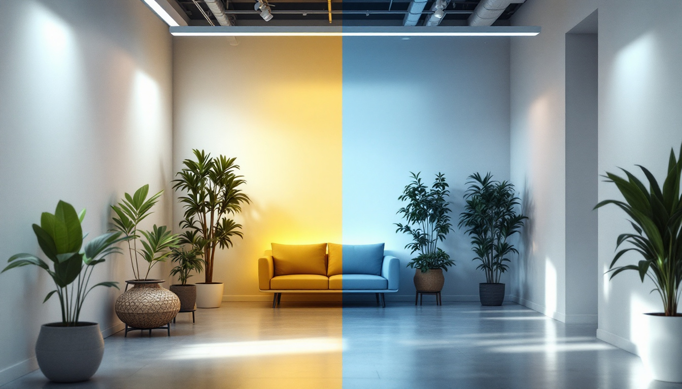 A photograph of a well-lit interior space showcasing t5 lights in action