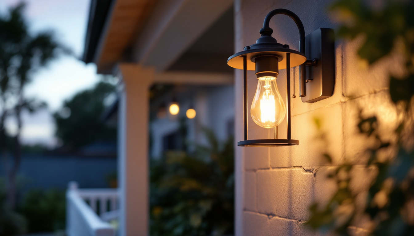 A photograph of a beautifully designed outdoor porch light fixture installed on a welcoming porch