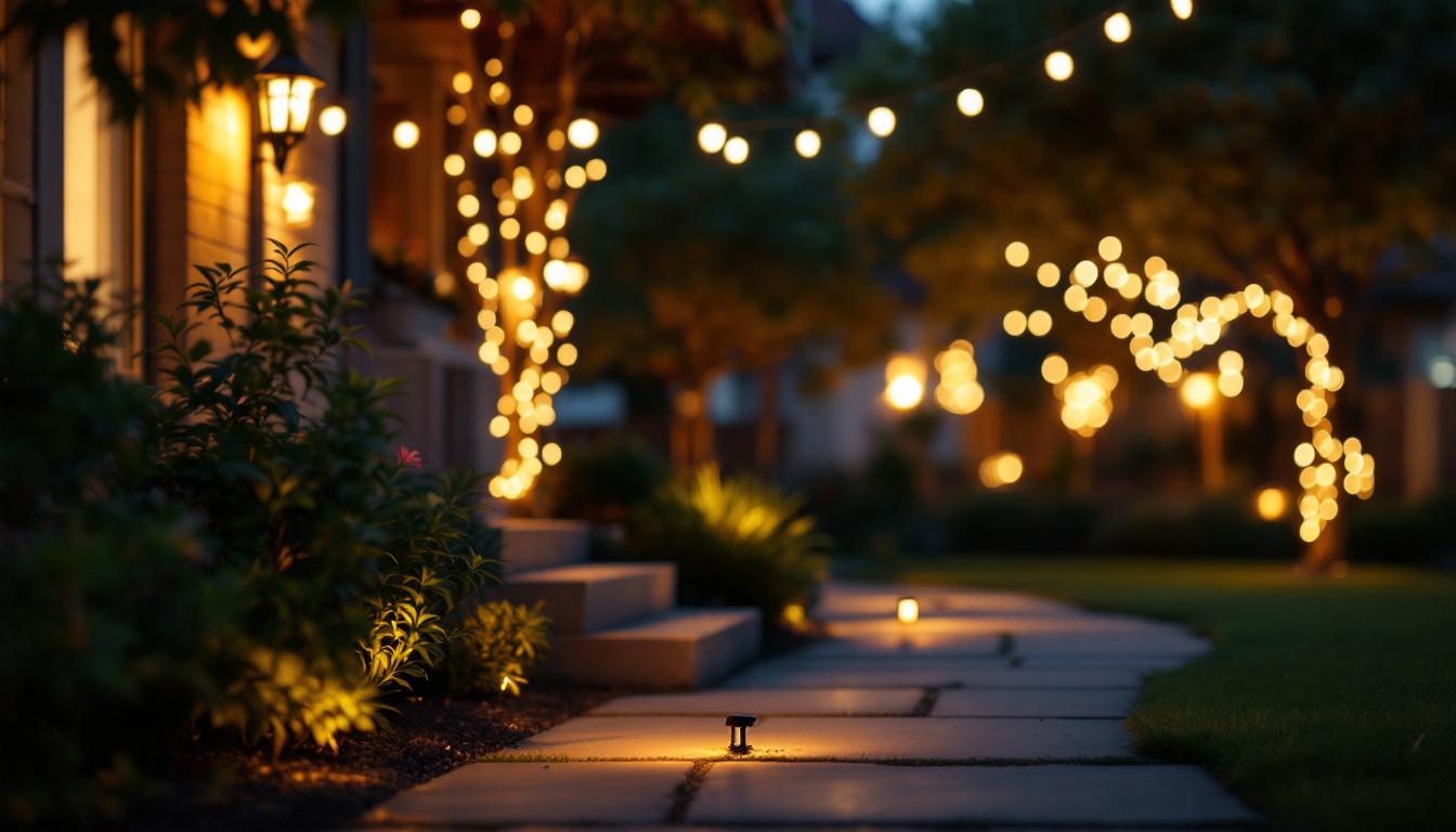 A photograph of a beautifully illuminated outdoor scene featuring led motion lights in action