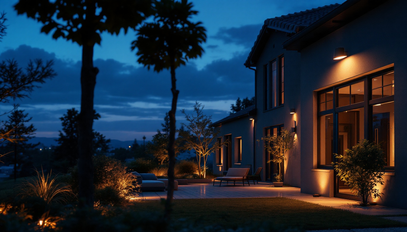 A photograph of a beautifully illuminated outdoor space at dusk