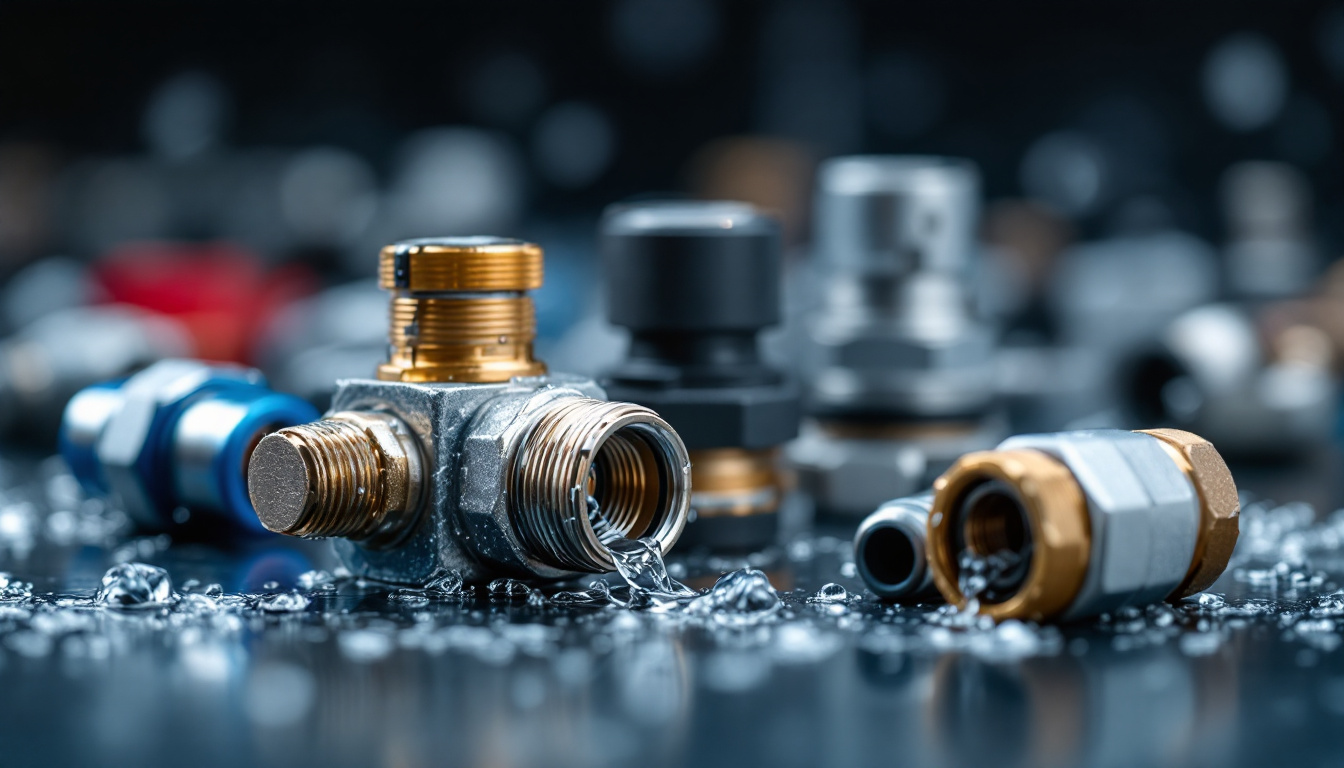 A photograph of a close-up of various types of waterproof electrical connectors
