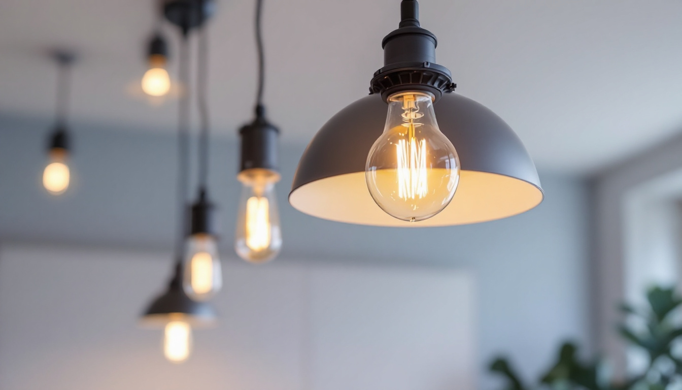 A photograph of a well-designed pendant lighting installation in a modern setting