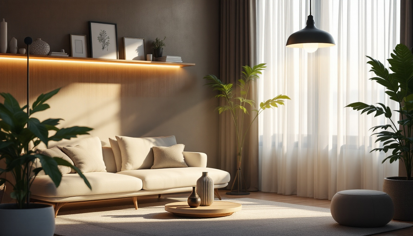 A photograph of a modern lighting design setup featuring an automatic light sensor in action