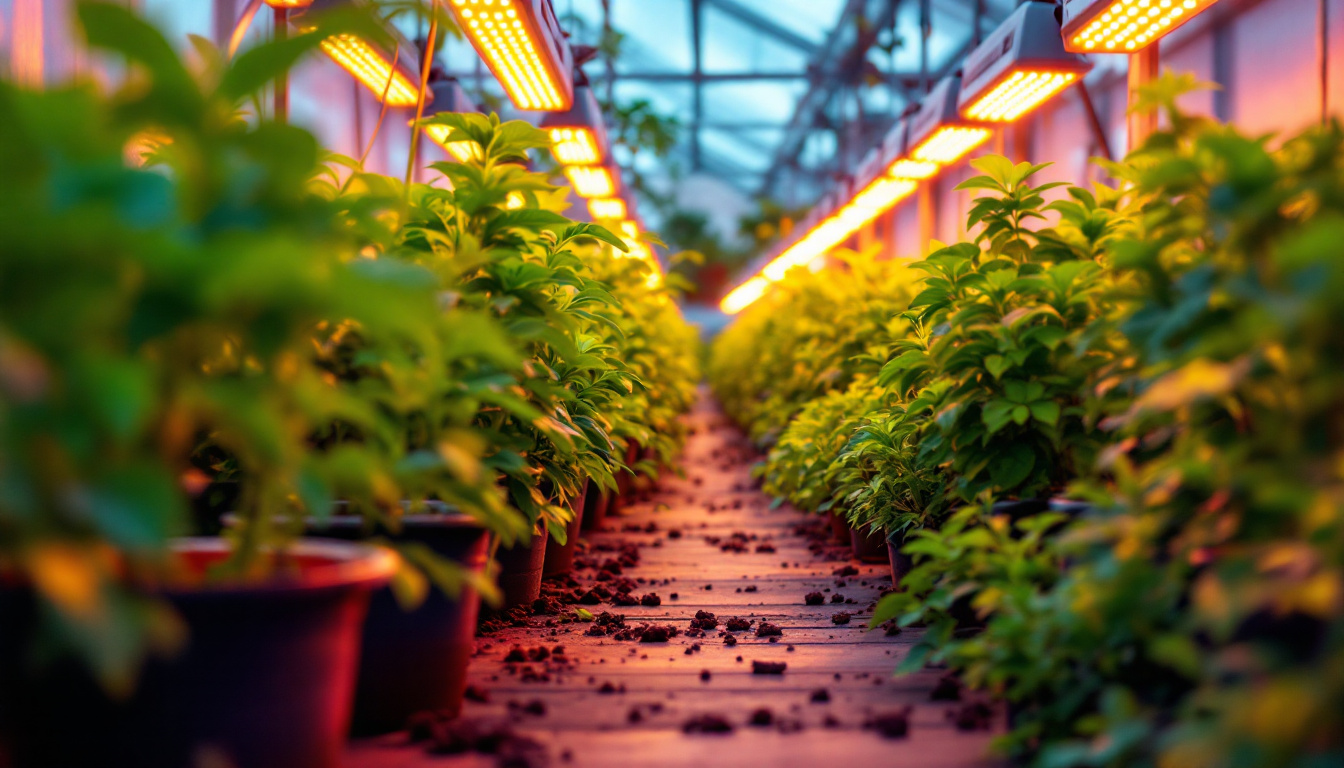 A photograph of a vibrant greenhouse filled with a variety of plants