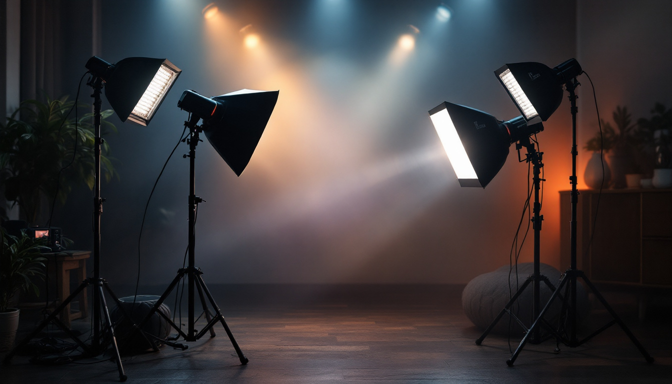 A photograph of capture a photograph of a well-designed lighting setup featuring various types of canlights in action