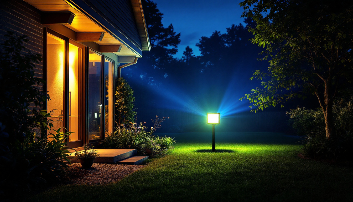 A photograph of a vibrant outdoor scene illuminated by led flood lights