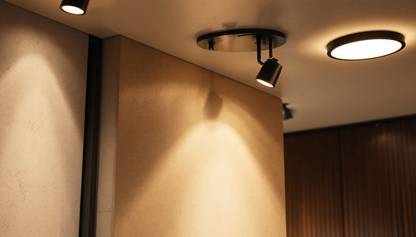 A photograph of a stylish modern interior featuring sleek recessed light fixtures illuminating the space