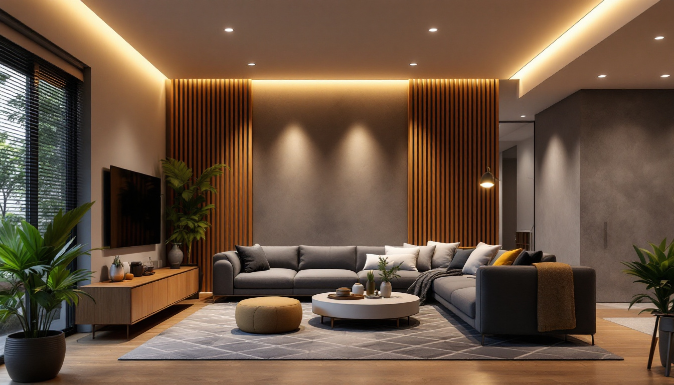 A photograph of a modern interior space featuring well-placed 4-inch led recessed can lights