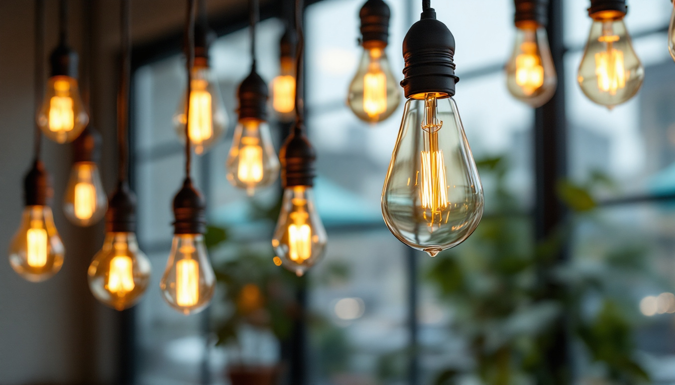 A photograph of a beautifully designed interior space featuring a variety of decorative bulbs in use